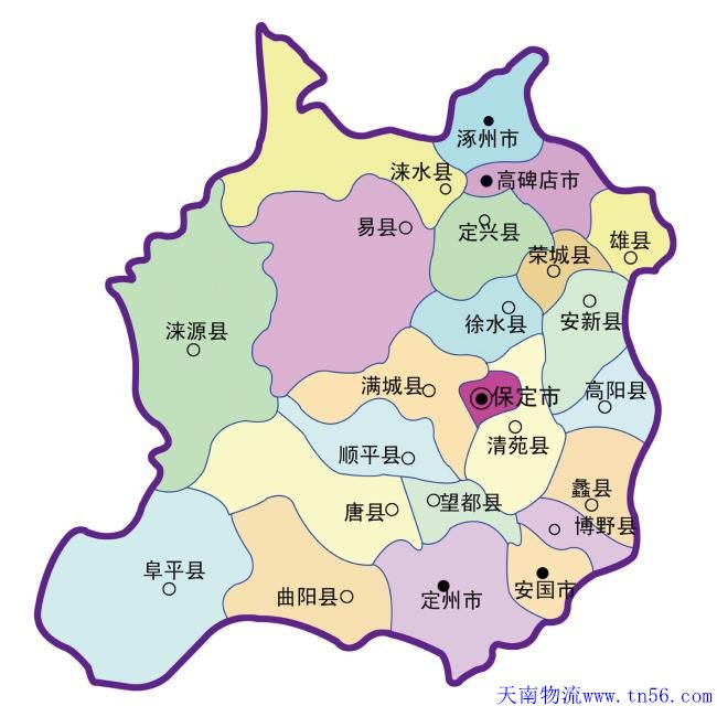 中山到保定物流地圖