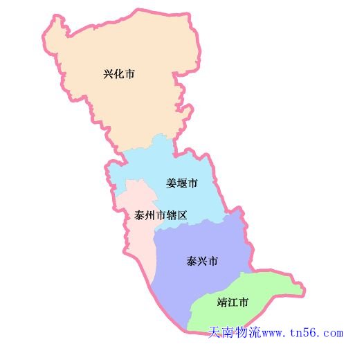 中山到泰州市物流地圖